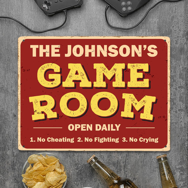 Custom Game Room Sign, Open Daily, No Cheating, No Fighting, No Crying