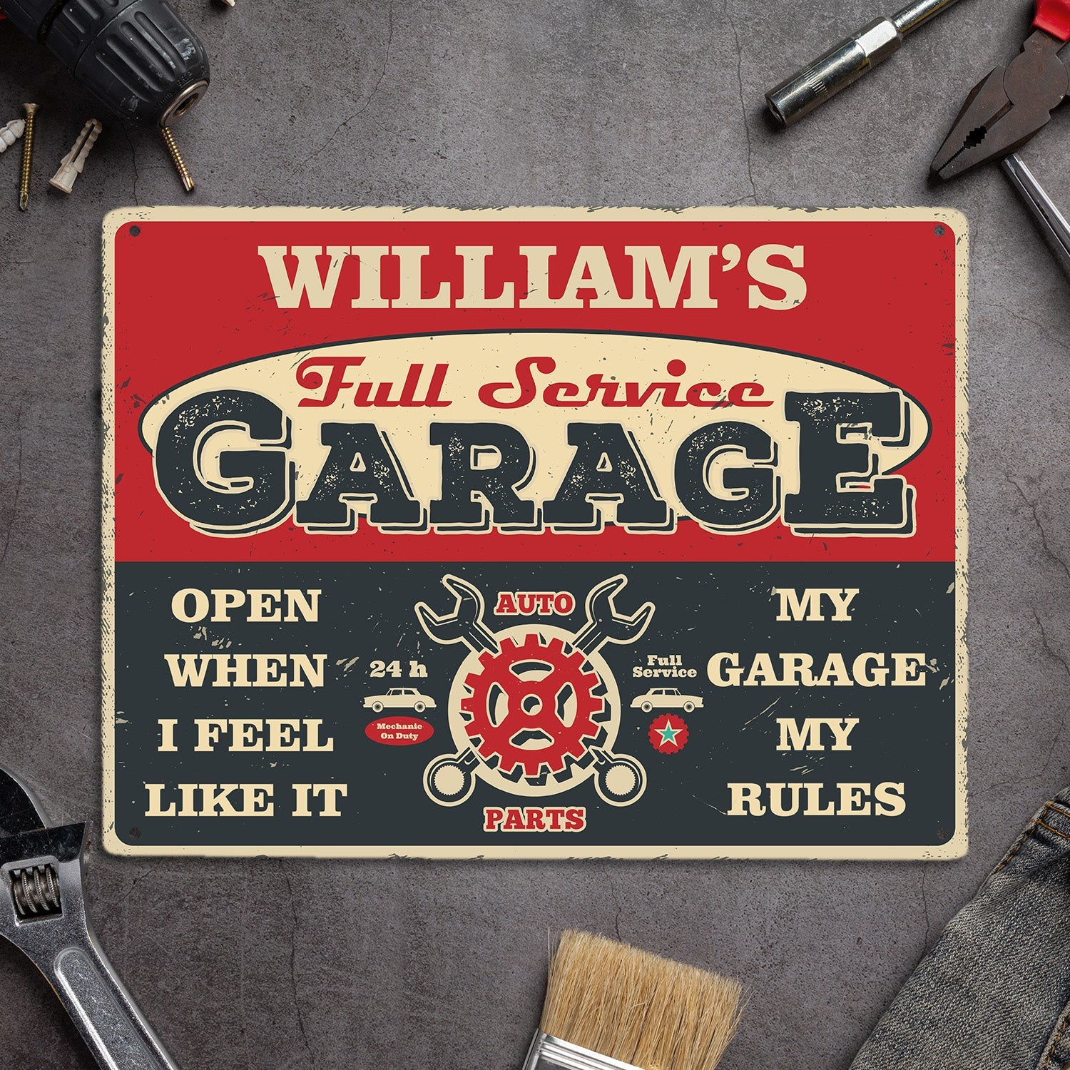 Custom Garage Sign, Personalized Name, My Garage My Rules