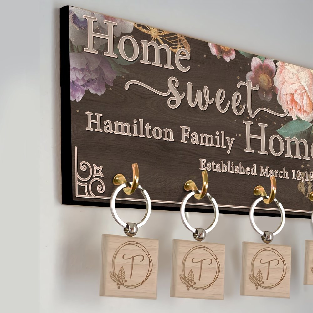Custom Key Hook, Personalized Family Name, Home Sweet Home