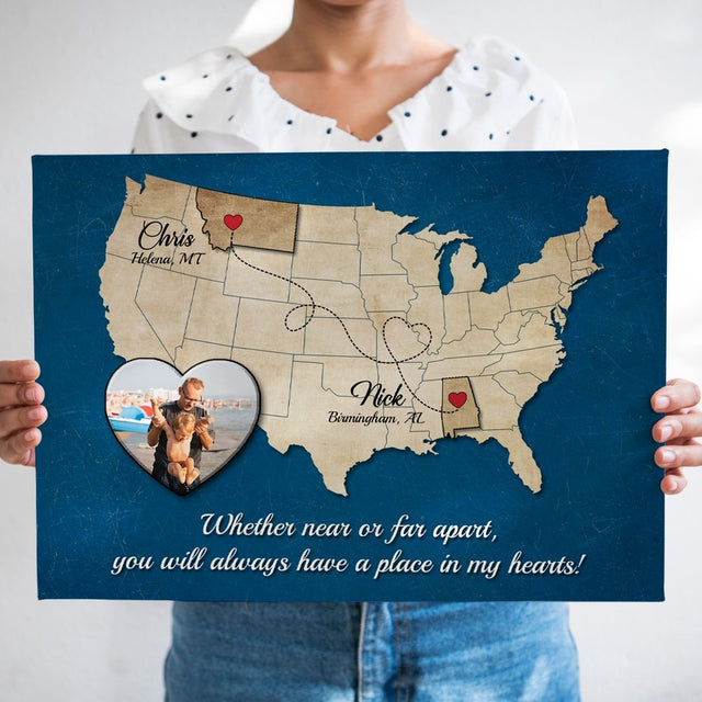 Custom Map Long Distance Far Apart For Family - Custom Canvas