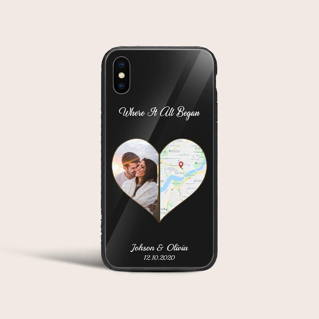 Custom Map Print And Photo 2 In 1, Personalized Text Phone Case