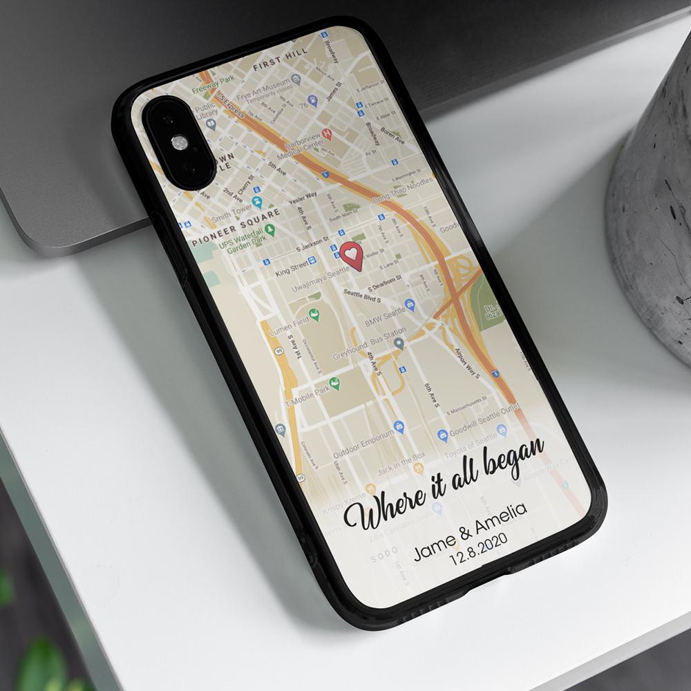 Custom Map Print And Text Phone Case