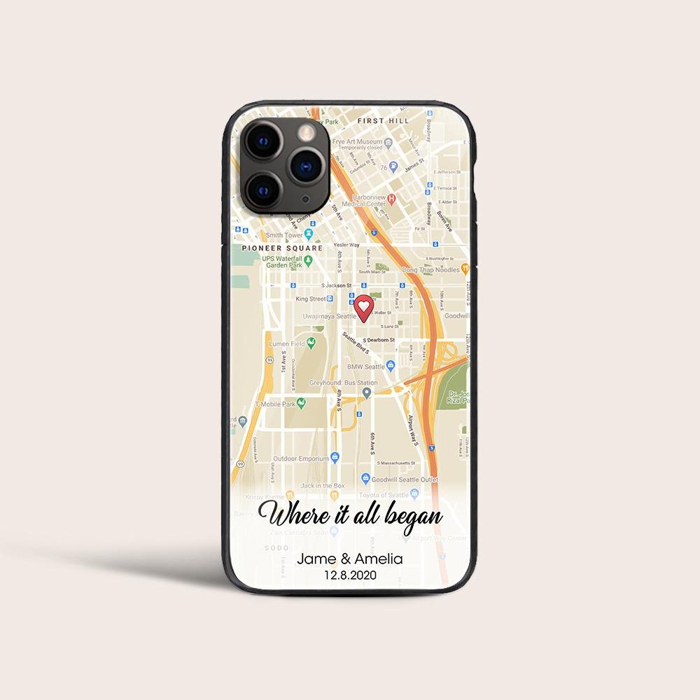 Custom Map Print And Text Phone Case