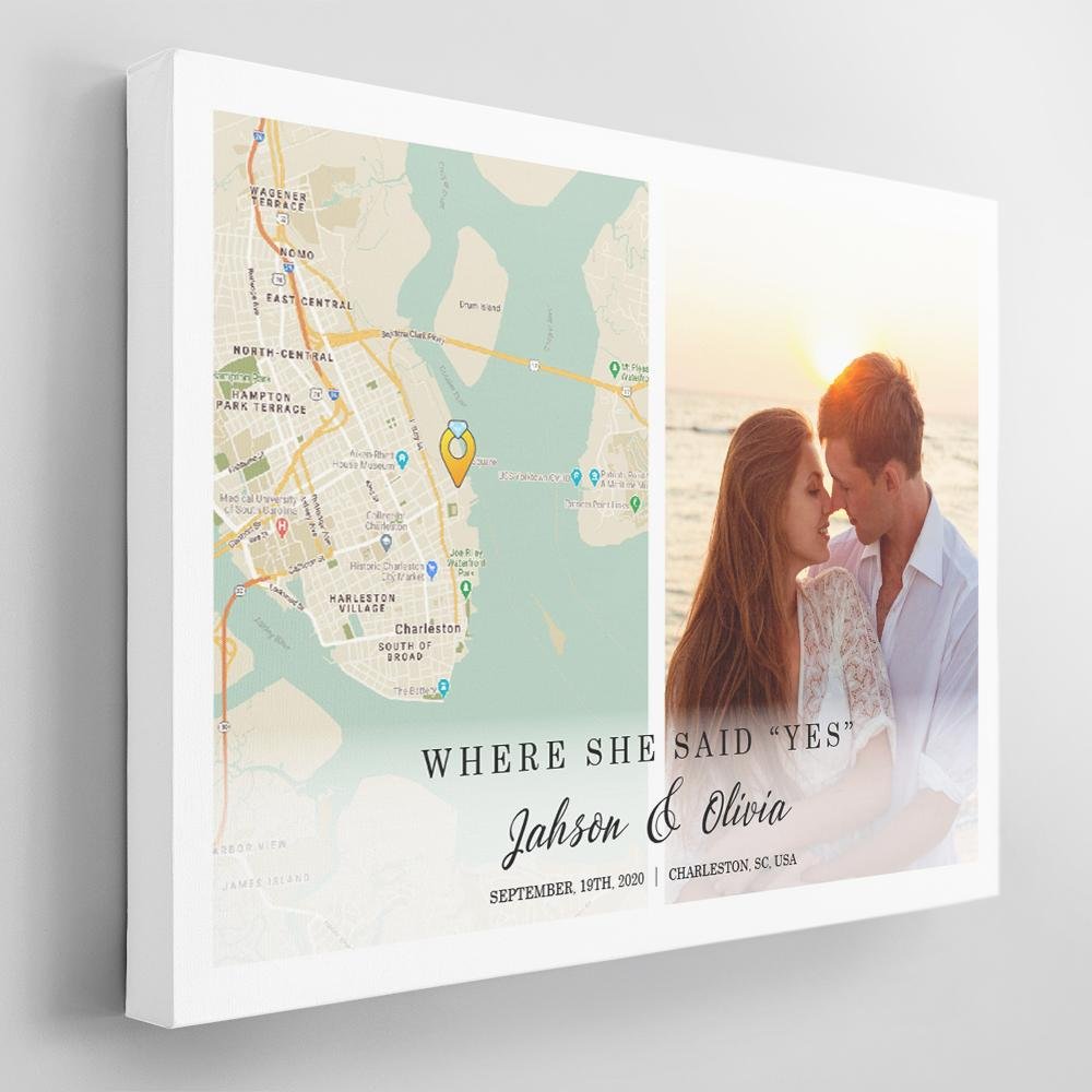 Custom Map Print, Personalized Text And Photo Canvas MAP29