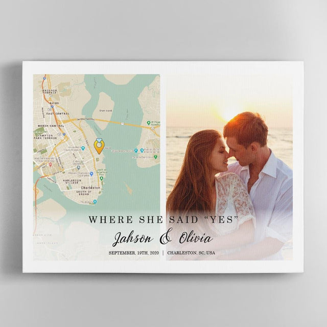 Custom Map Print, Personalized Text And Photo Canvas MAP29