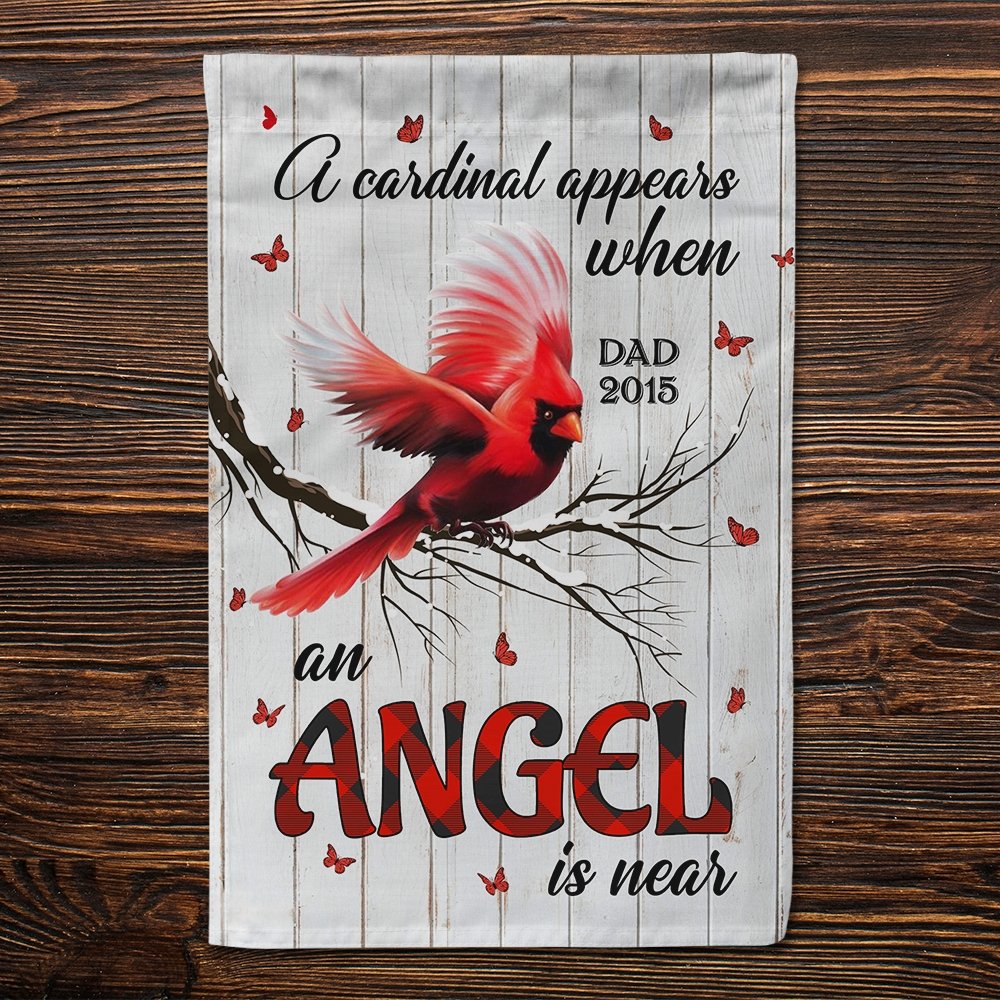 Custom Memorial Garden Flag - A Cardinal Appears When An Angel Is Near