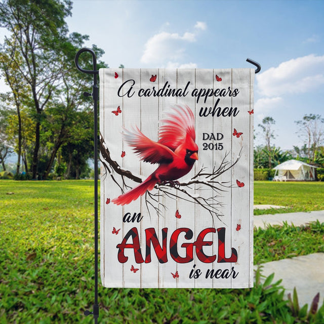 Custom Memorial Garden Flag - A Cardinal Appears When An Angel Is Near