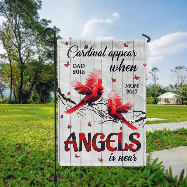 Custom Memorial Garden Flag - A Cardinal Appears When An Angel Is Near