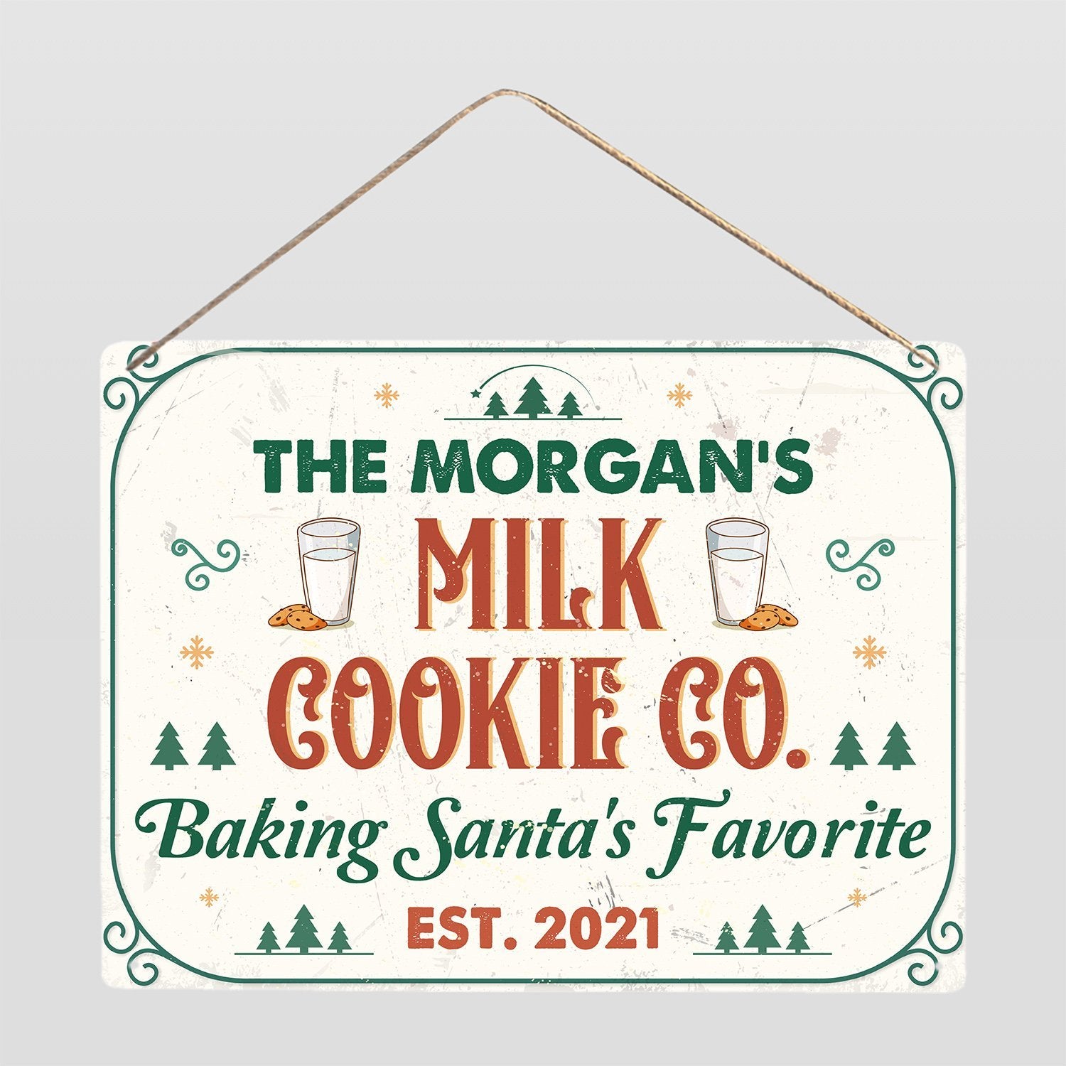 Custom Milk And Cookie Co. Sign, Baking Santa's Favorite, Personalized Family Name