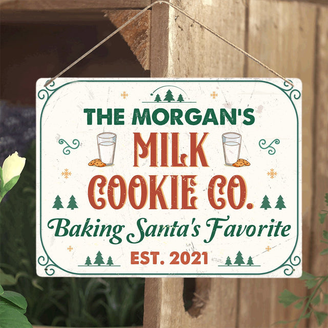 Custom Milk And Cookie Co. Sign, Baking Santa's Favorite, Personalized Family Name