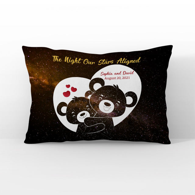 Custom Night Sky By Date And Location, Personalized Text, Black Bear, Pillow