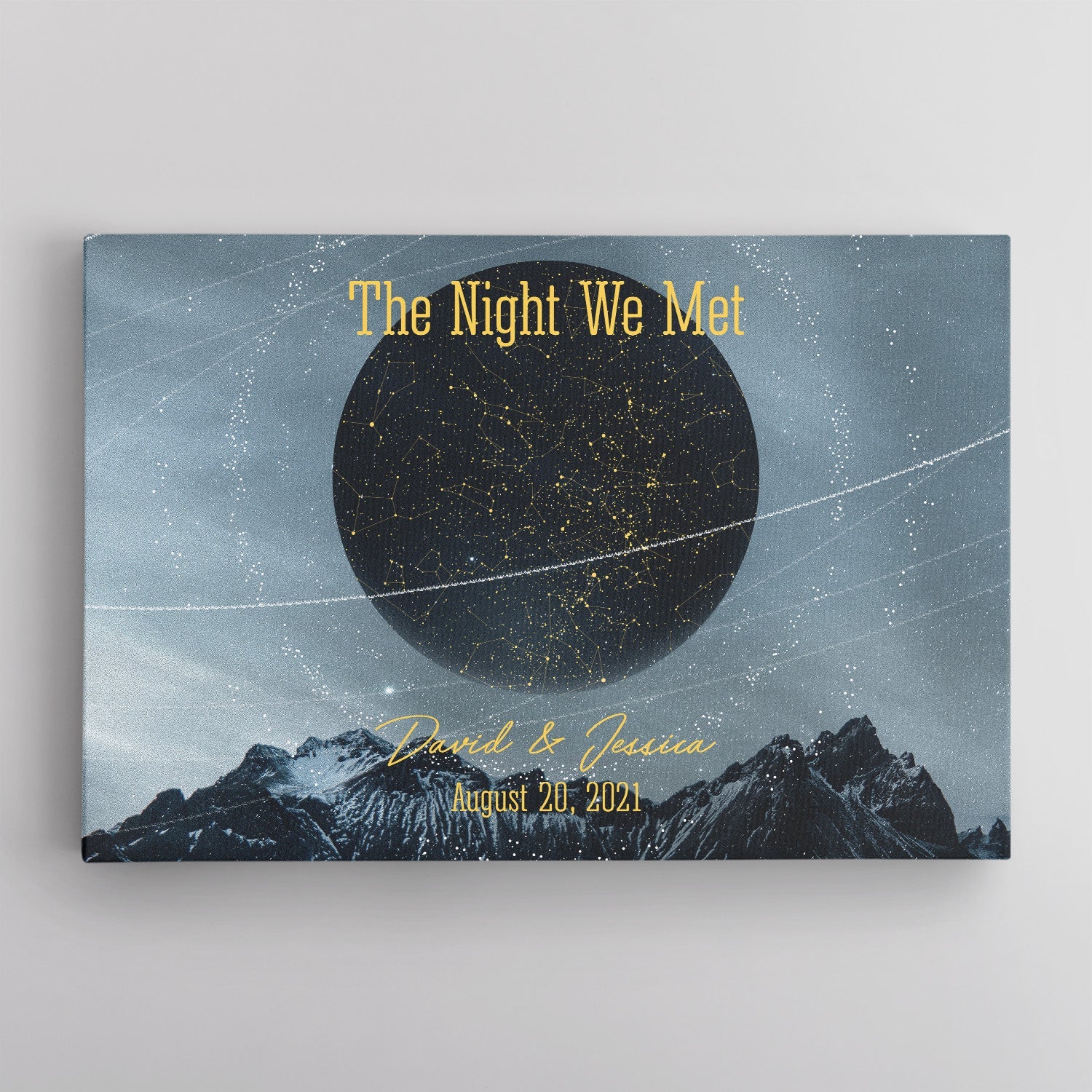 Custom Night Sky By Date And Location, Personalized Text, Canvas Wall Art