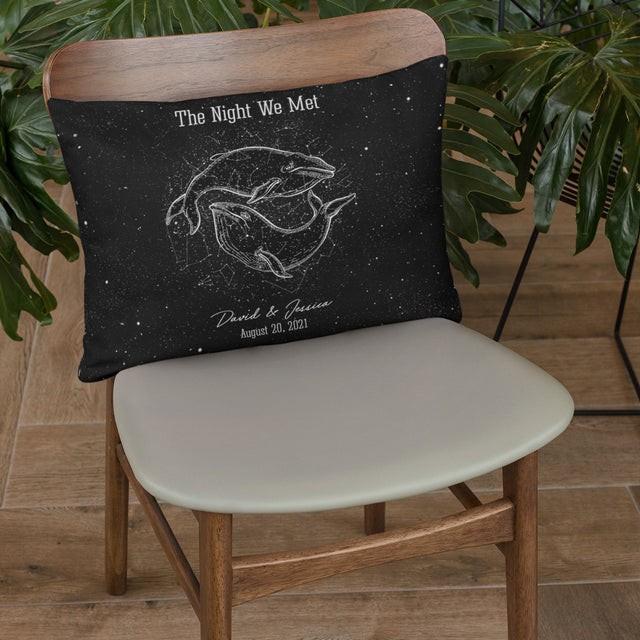 Custom Night Sky By Date And Location, Personalized Text, Pillow