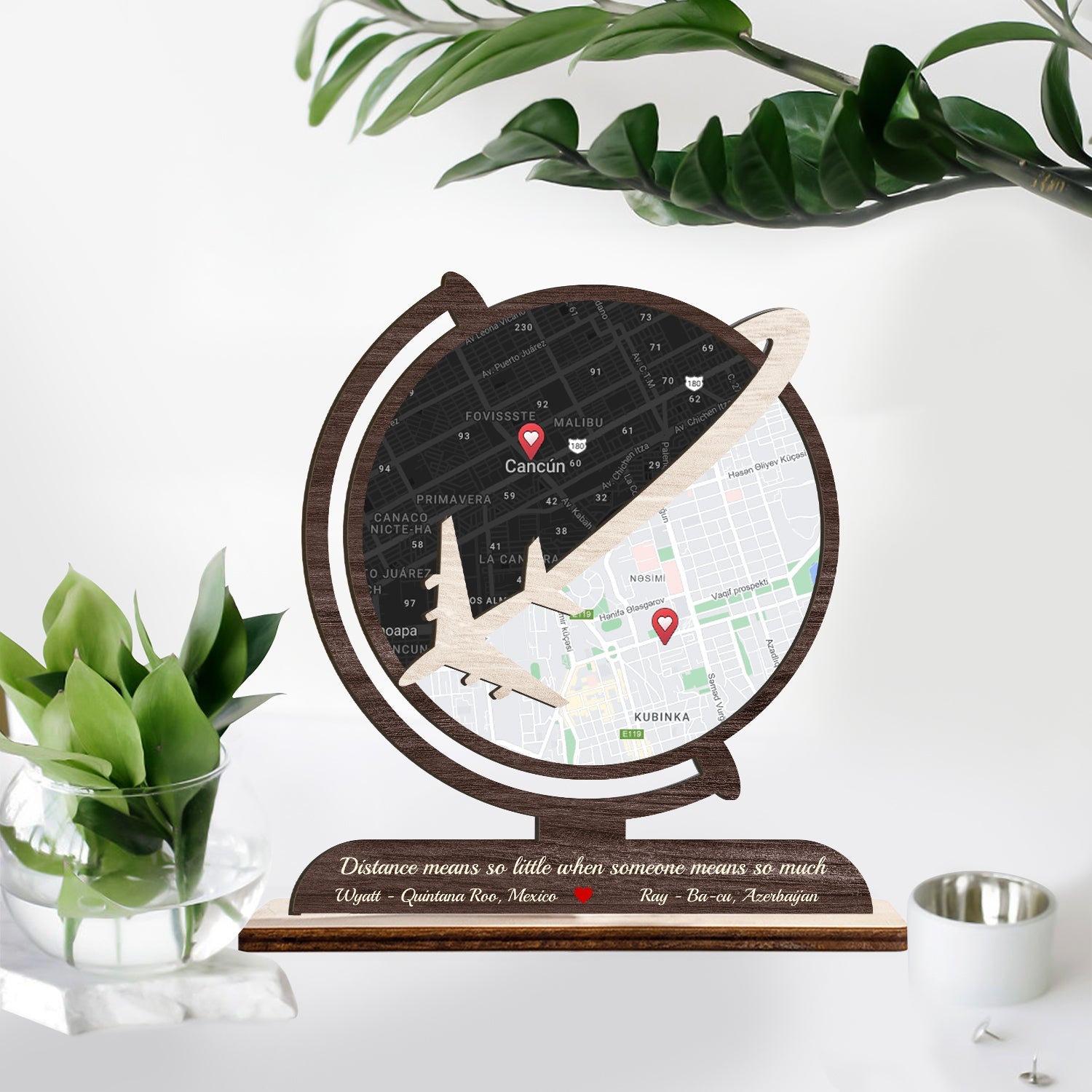 Custom Night Sky, Map Print By Location, Globe Shape, Wooden Plaque 3 Layers