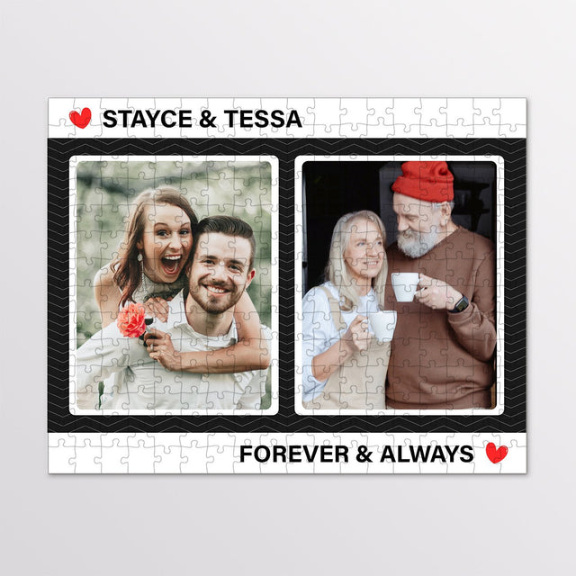 Custom Photo, 2 Pictures, Personalized Name And Text Jigsaw Puzzles
