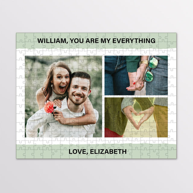 Custom Photo, 3 Pictures, Personalized Name And Text Jigsaw Puzzles