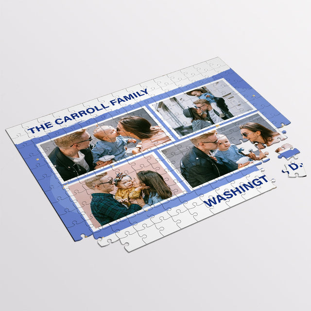 Custom Photo, 4 Pictures, Personalized Name And Text Jigsaw Puzzles
