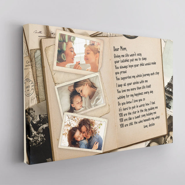 Custom Photo And Text, Gift For Mom Canvas Wall Art