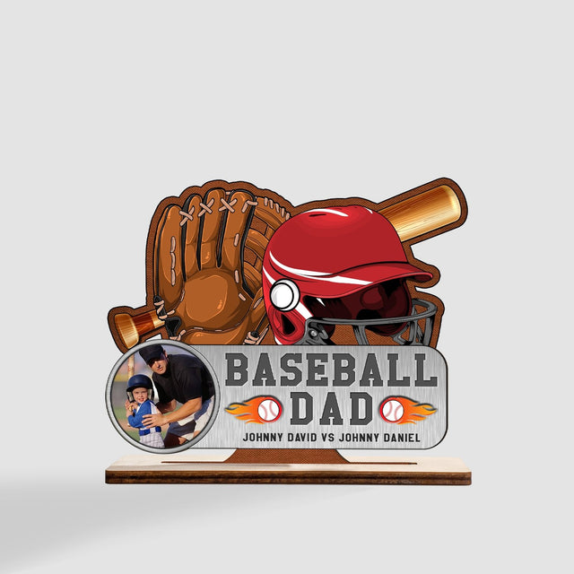 Custom Photo, Baseball Dad, Wooden Plaque 3 Layers