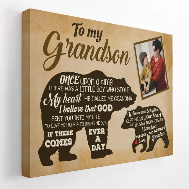 Custom Photo Canvas Wall Art, Gift For Grandson