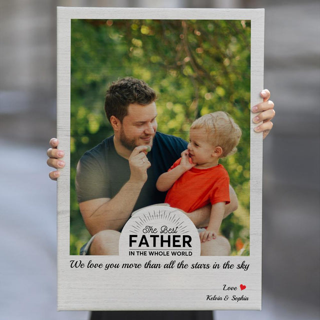 Custom Photo Canvas With Quote Grey Background - Father Day Gift