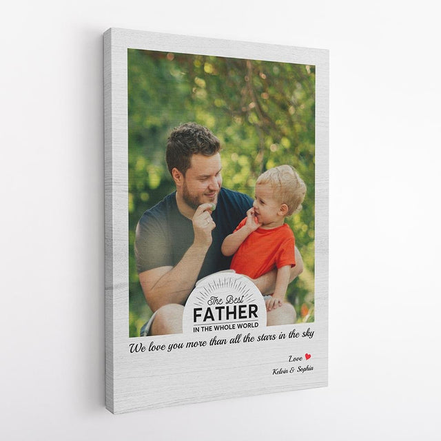 Custom Photo Canvas With Quote Grey Background - Father Day Gift