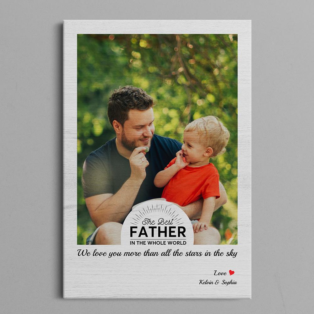 Custom Photo Canvas With Quote Grey Background - Father Day Gift