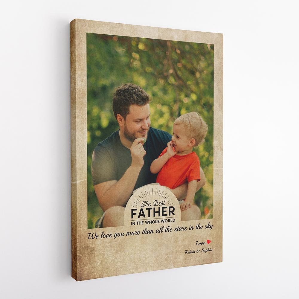 Custom Photo Canvas With Quote Retro Vintage Background - Father Day Gift