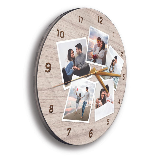 Custom Photo Collage, 5 Photos, Wall Clock