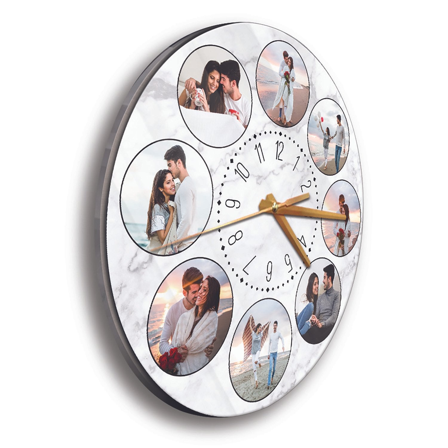 Custom Photo Collage, 8 Circle Photos, Wall Clock