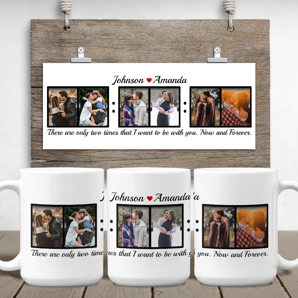 Custom Photo Collage And Text 6 Pictures White Mug