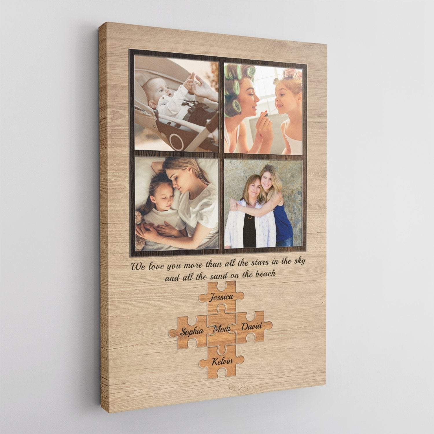 Custom Photo Collage, Personalized Name And Text Canvas Wall Art