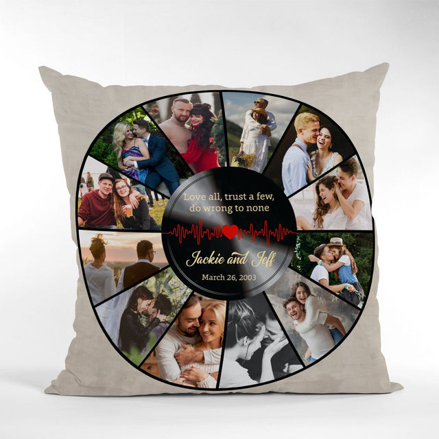 Custom Photo Collage, Personalized Name And Text, Vinyl Record