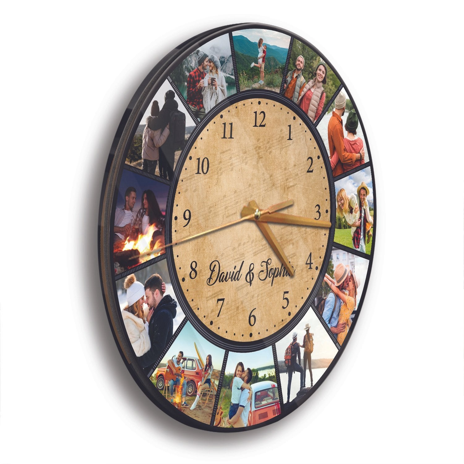 Custom Photo Collage, Personalized Name, Wall Clock