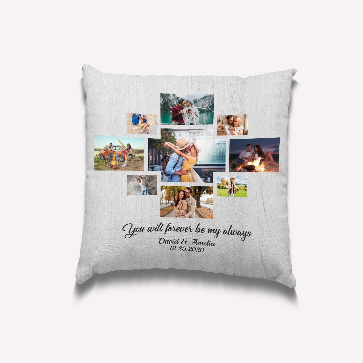 Custom Photo Collage, Personalized Text, 9 Pictures Pillow