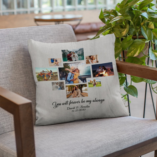 Custom Photo Collage, Personalized Text, 9 Pictures Pillow