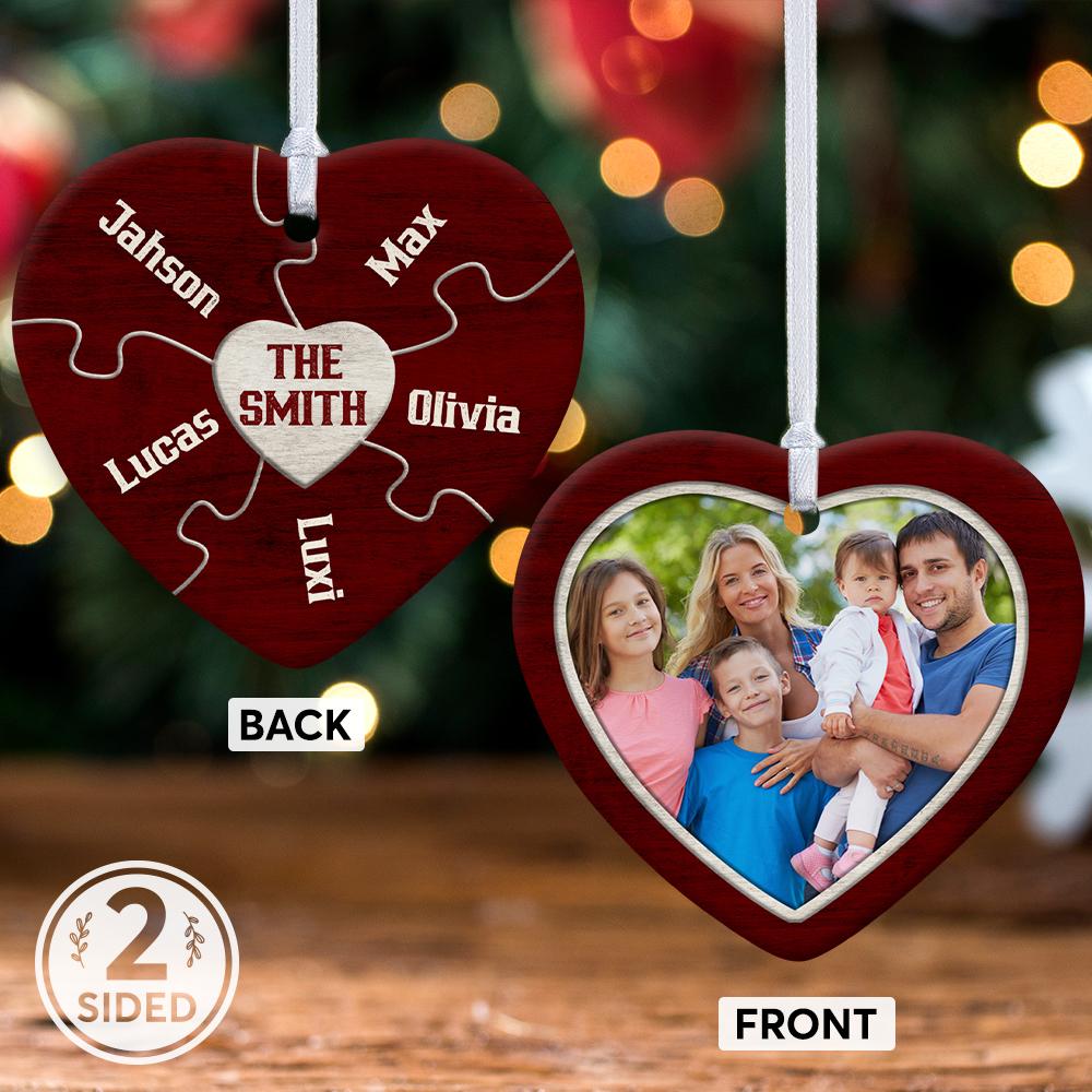 Wedded Bliss Photo Personalized Heart Christmas Ornament - 2-Sided