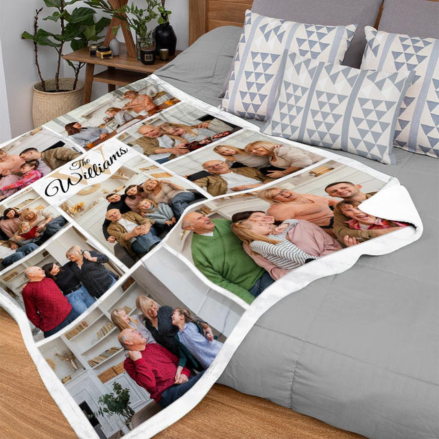 Custom Photo Family, Personalized Family Name Blanket