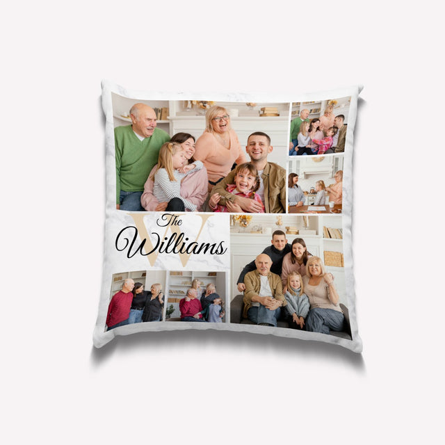 Custom Photo Family, Personalized Family Name Pillow