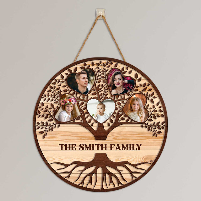 Custom Photo, Family Tree, Round Wood Sign