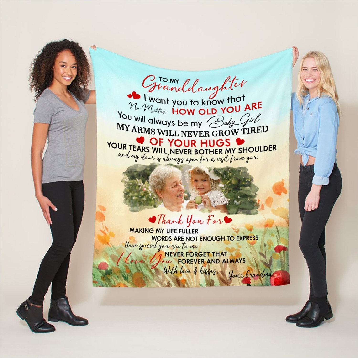 Custom Photo, Gift For Granddaughter, Blanket