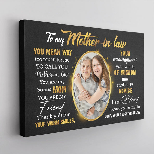 Personalized Best Gift For Mother In Law, Christmas Gifts For Mother In Law,  To My Mother In Law Wall Art