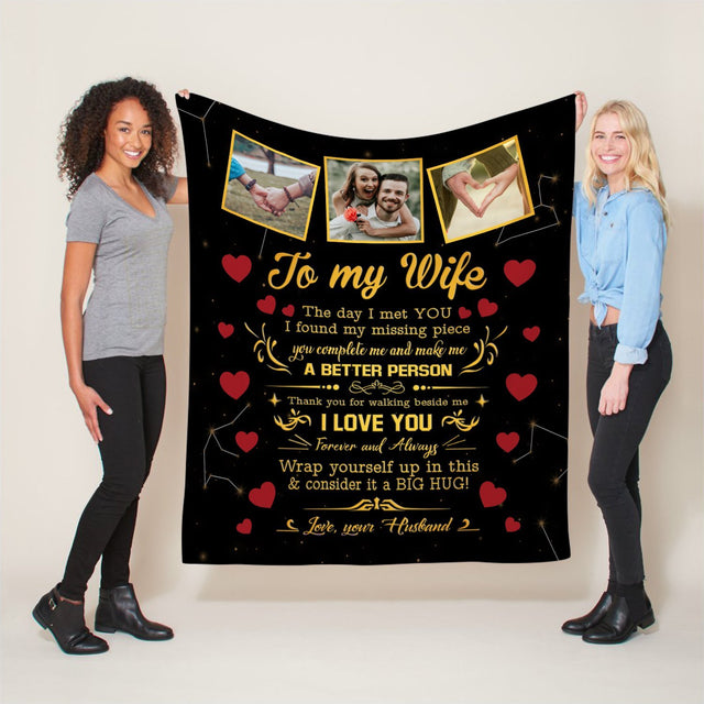 Custom Photo, Gift For Wife, Letter Blanket