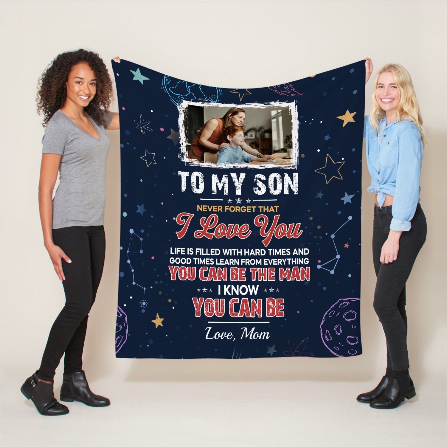 Custom Photo, Letter Blanket, Gift For Son