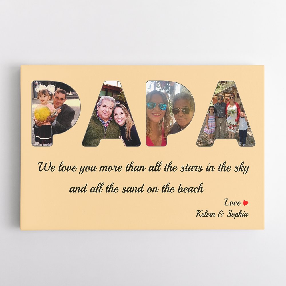 Custom Photo On Text - Personalized Name And Text Canvas Wall Art