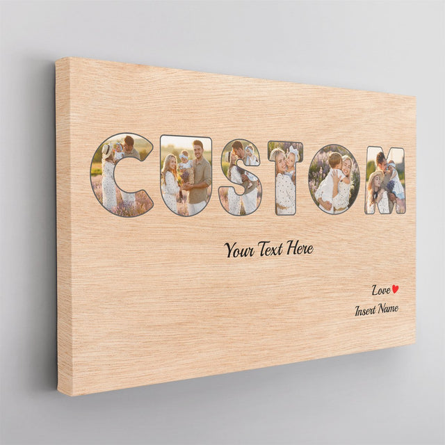 Custom Photo On Text - Personalized Name And Text Canvas Wall Art