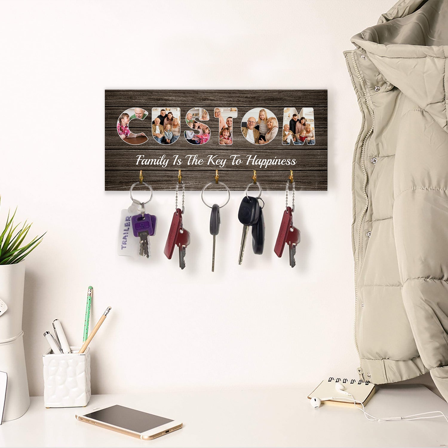 Custom Photo On Text - Personalized Name And Text, Key Hook