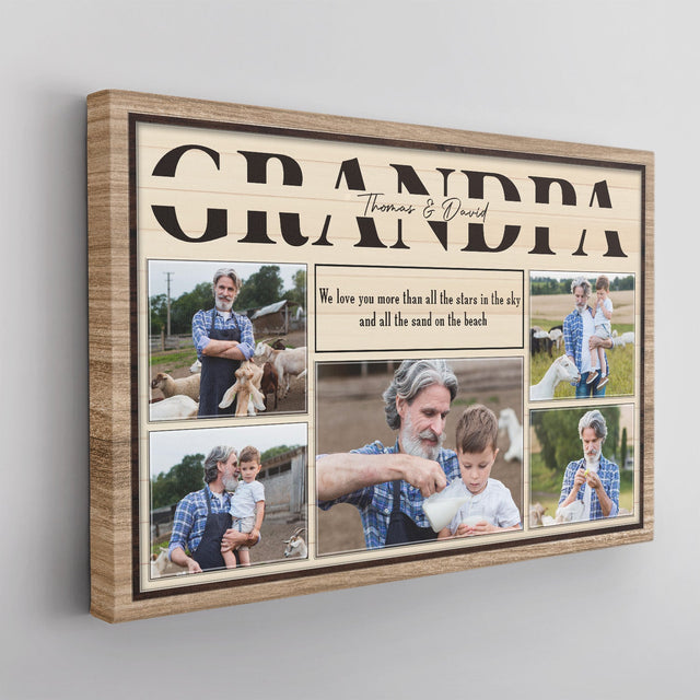 Custom Photo - Personalized Name And Text Canvas Wall Art, Gifts For Grandpa