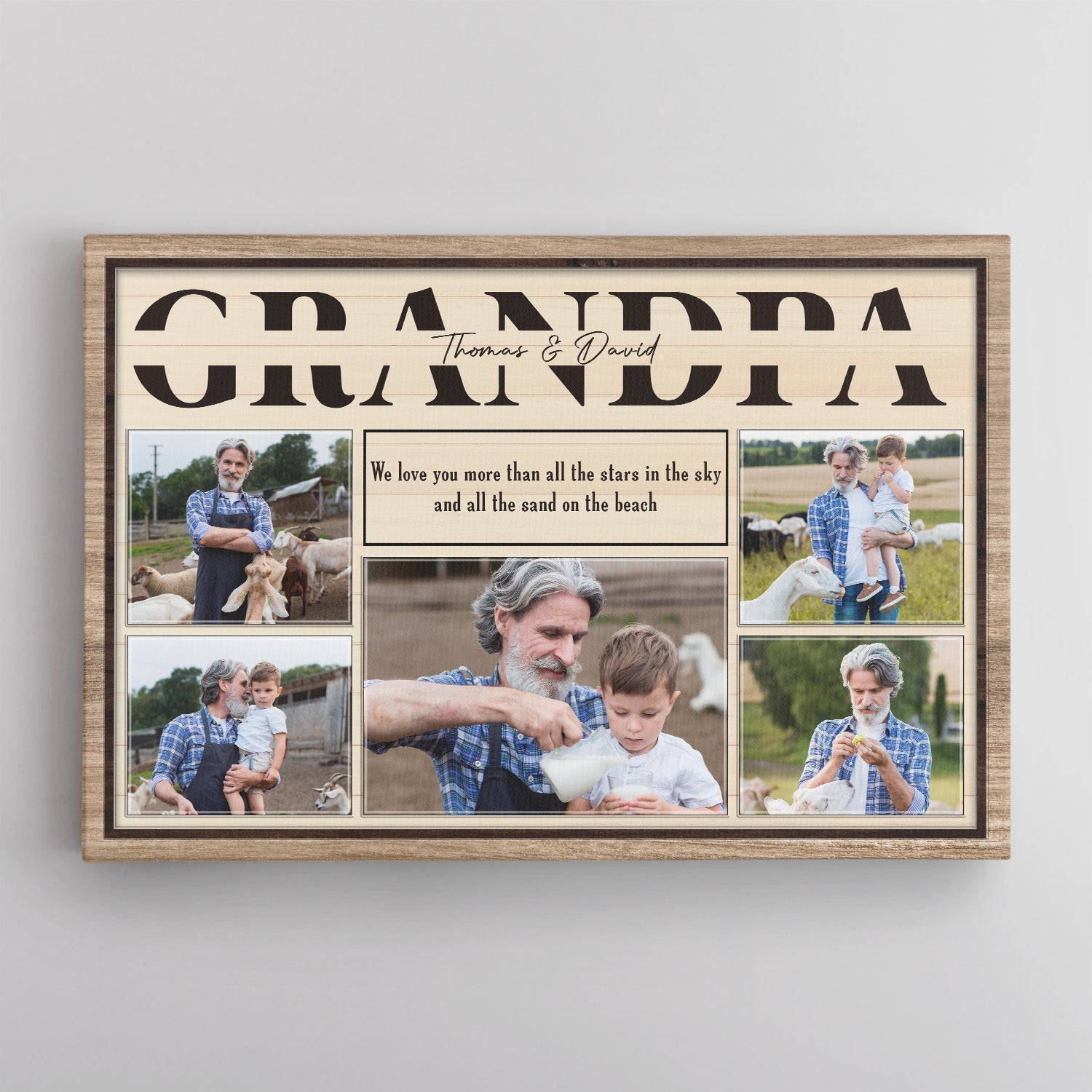 Custom Photo - Personalized Name And Text Canvas Wall Art, Gifts For Grandpa