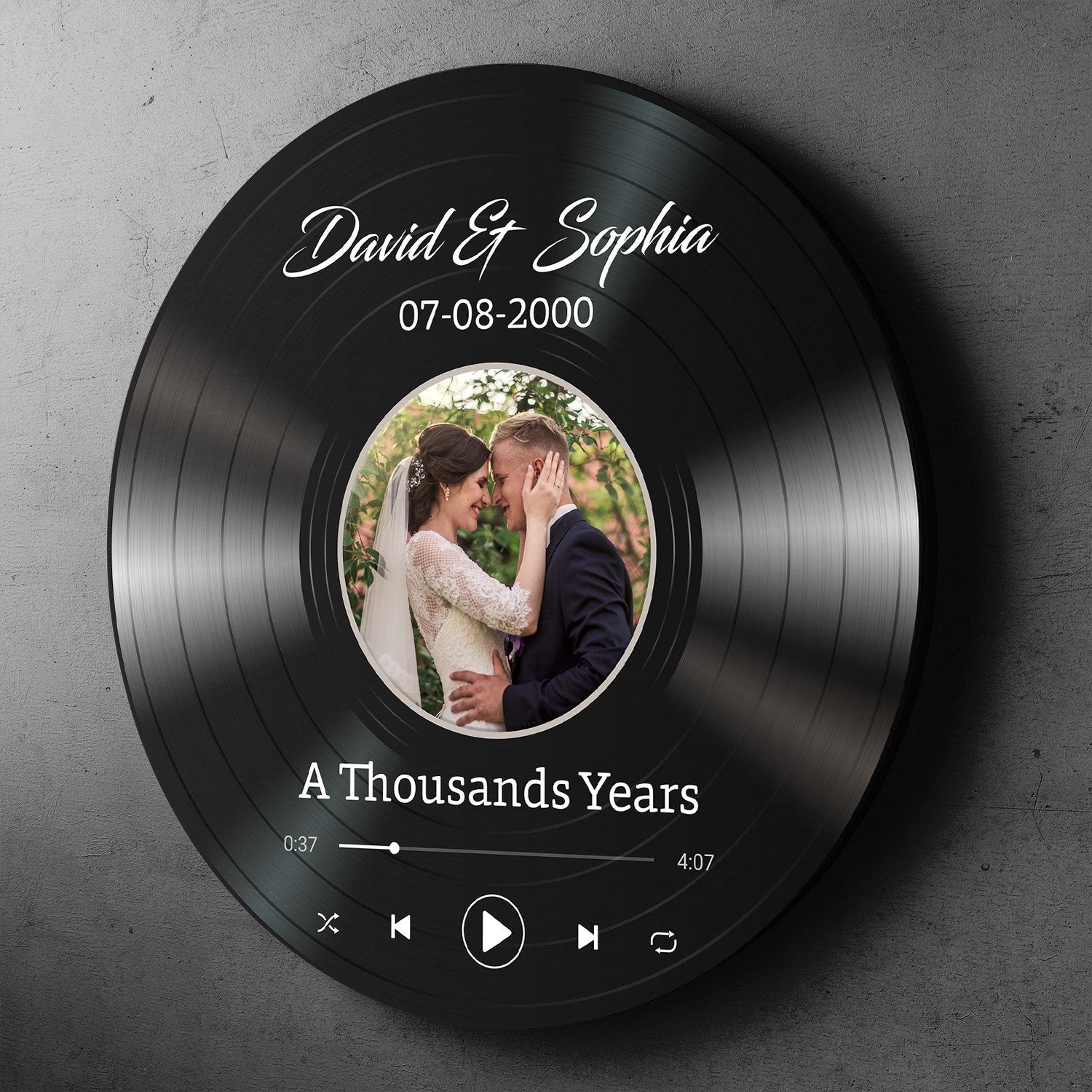 Custom Photo, Personalized Song Name And Text Round Wood Sign